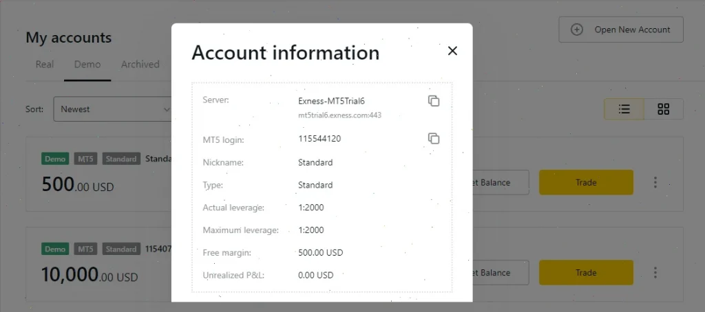 account info mt5 demo