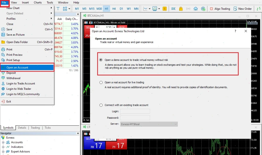 mt5 create demo account